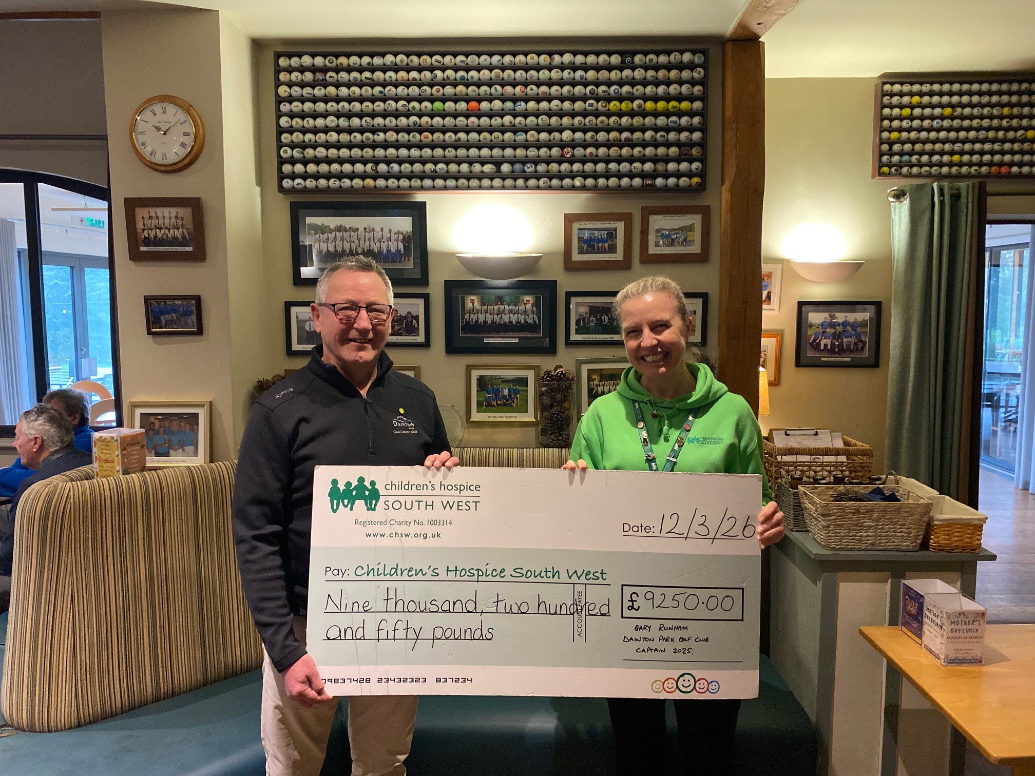 Dainton Park Captain cheque presentation